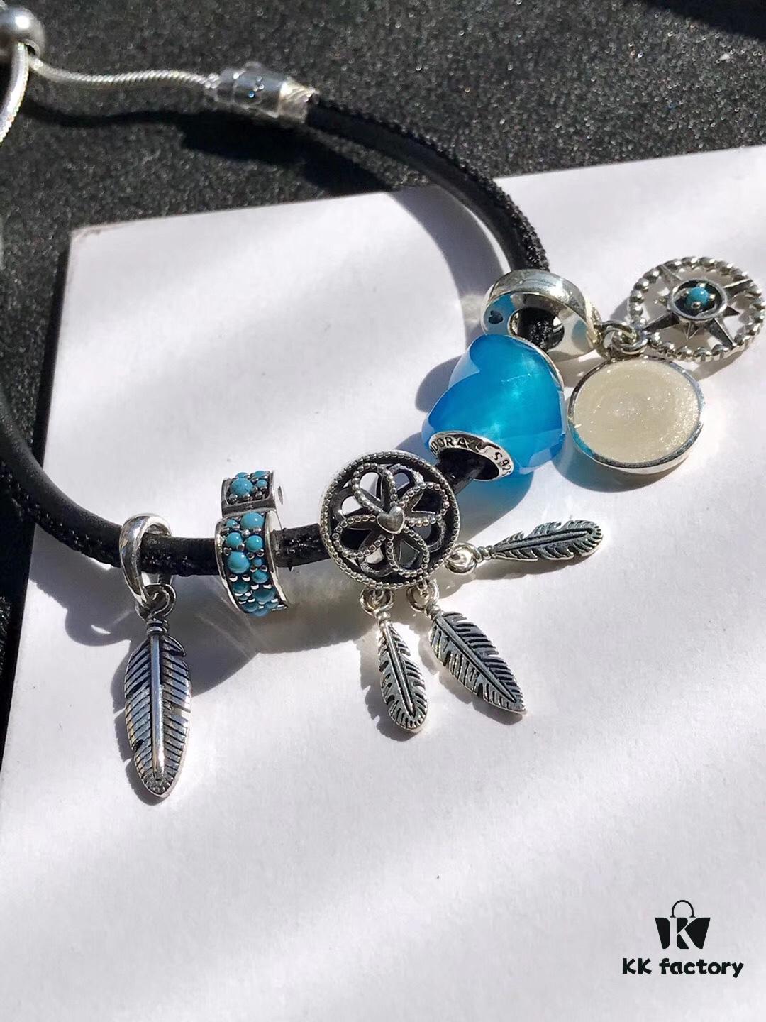 Pandora Dreamcatcher Collection Summer Style ☀ 925 Sterling Silver Bead with Leather Bracelet Strap