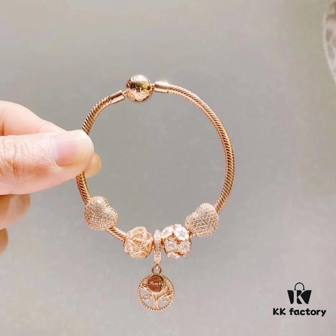 Pandora Rose Olive Tree New Arrival, Rose Daisy Flower, Rose Openwork Galaxy, Rose Sparkling Zircon Heart Clip, Rose Olive Tree Pendant, S925 Silver with Original Retail Packaging