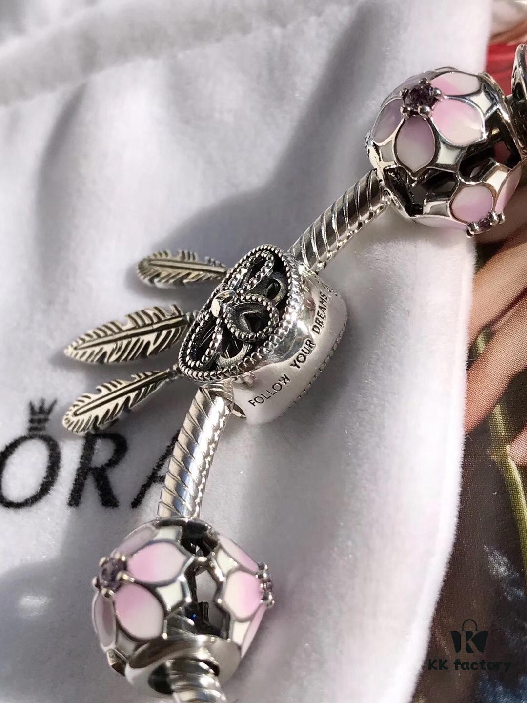 Pandora • Peach Blossom Series • Genuine 925 Sterling Silver Bracelet with Enamel and Zirconia Detail