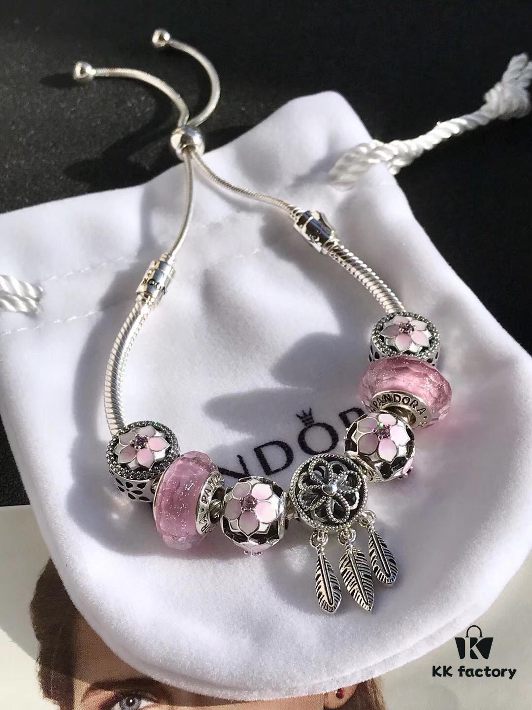 Pandora • Peach Blossom Series • Genuine 925 Sterling Silver Bracelet with Enamel and Zirconia Detail