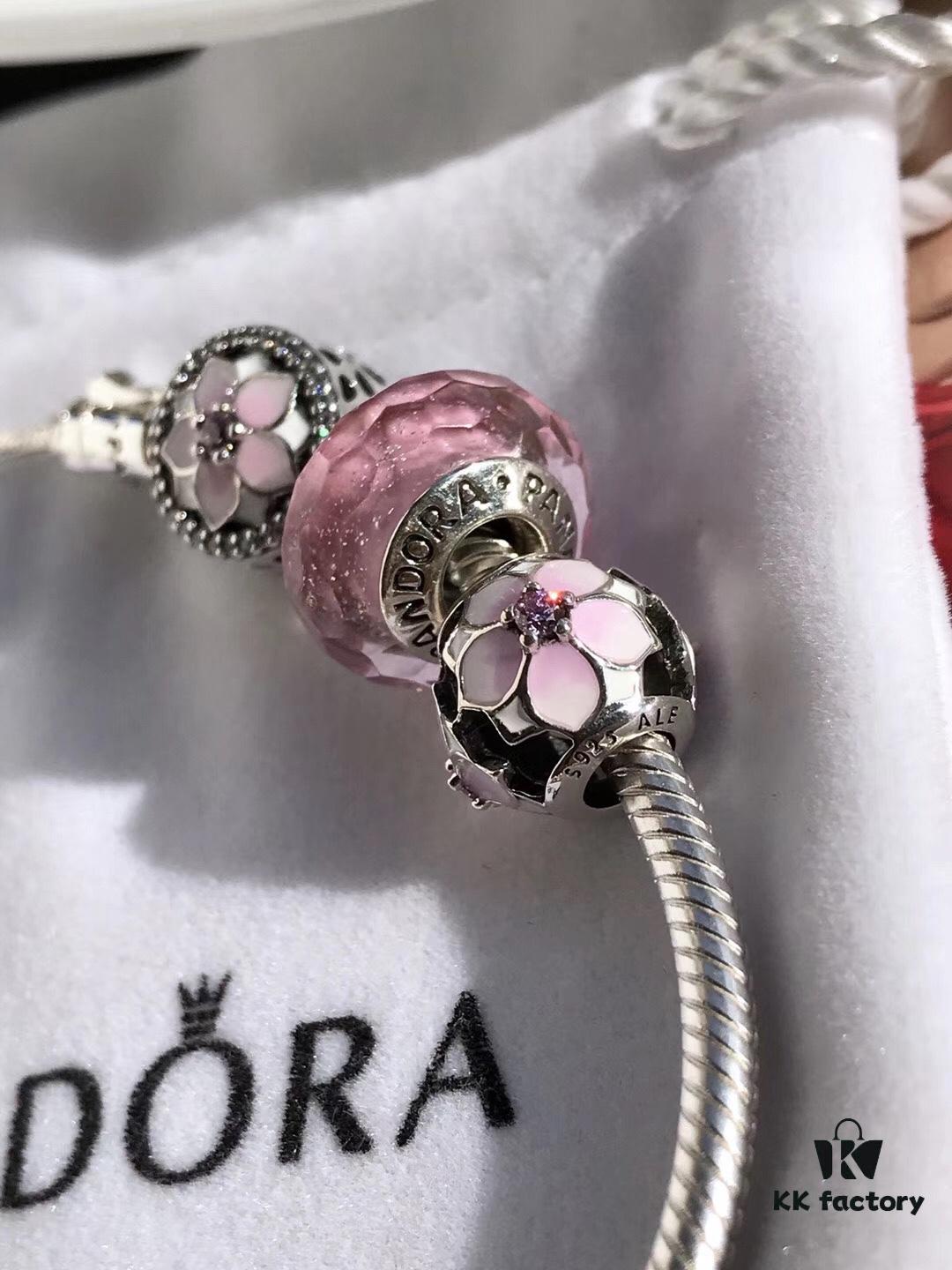 Pandora • Peach Blossom Series • Genuine 925 Sterling Silver Bracelet with Enamel and Zirconia Detail
