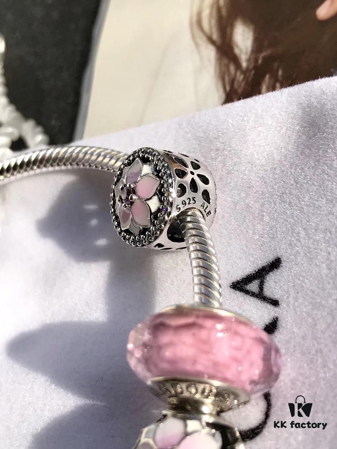 Pandora • Peach Blossom Series • Genuine 925 Sterling Silver Bracelet with Enamel and Zirconia Detail