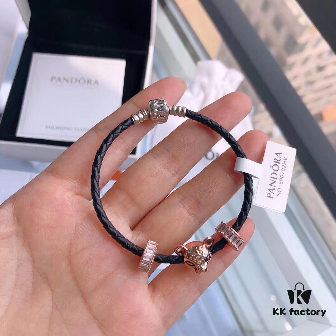 Pandora Rose Gold 'Sparkling Princess Lion' Leather Bracelet - Same as Official Website