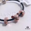 Pandora Rose Gold 'Sparkling Princess Lion' Leather Bracelet - Same as Official Website