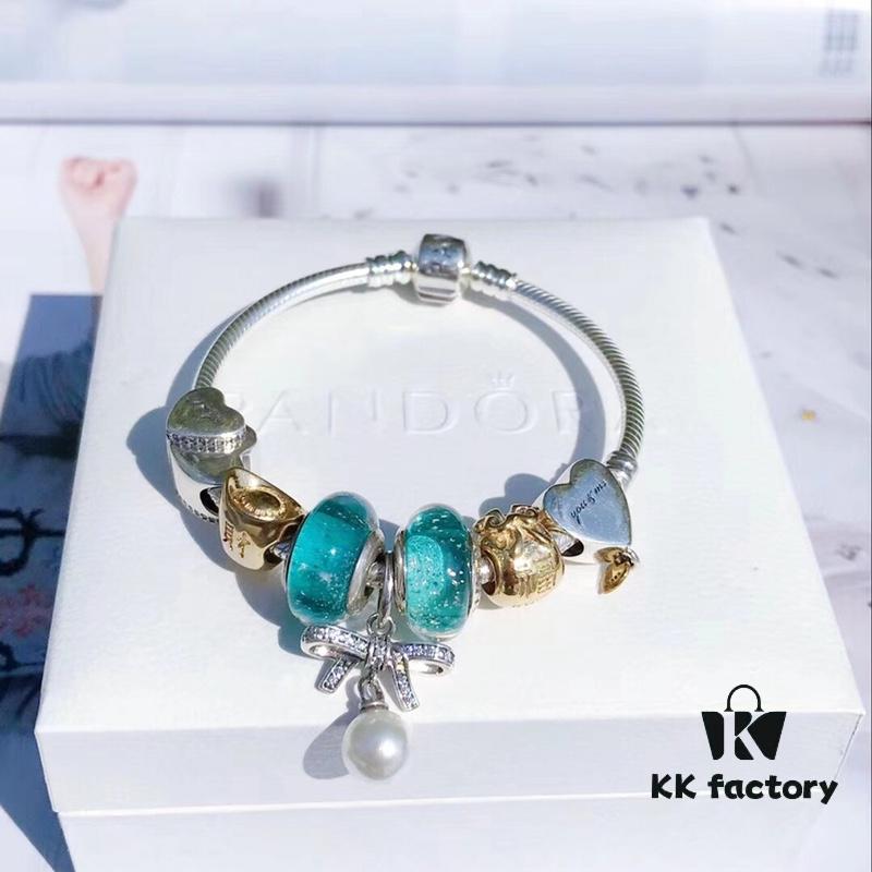 Pandora Night Glow Mint Pearl Bow New Arrival! 1:1 Perfect Craftsmanship with Counter Materials, Quality Comparable to Official Stores!
