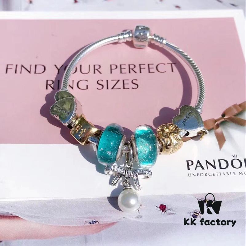 Pandora Night Glow Mint Pearl Bow New Arrival! 1:1 Perfect Craftsmanship with Counter Materials, Quality Comparable to Official Stores!