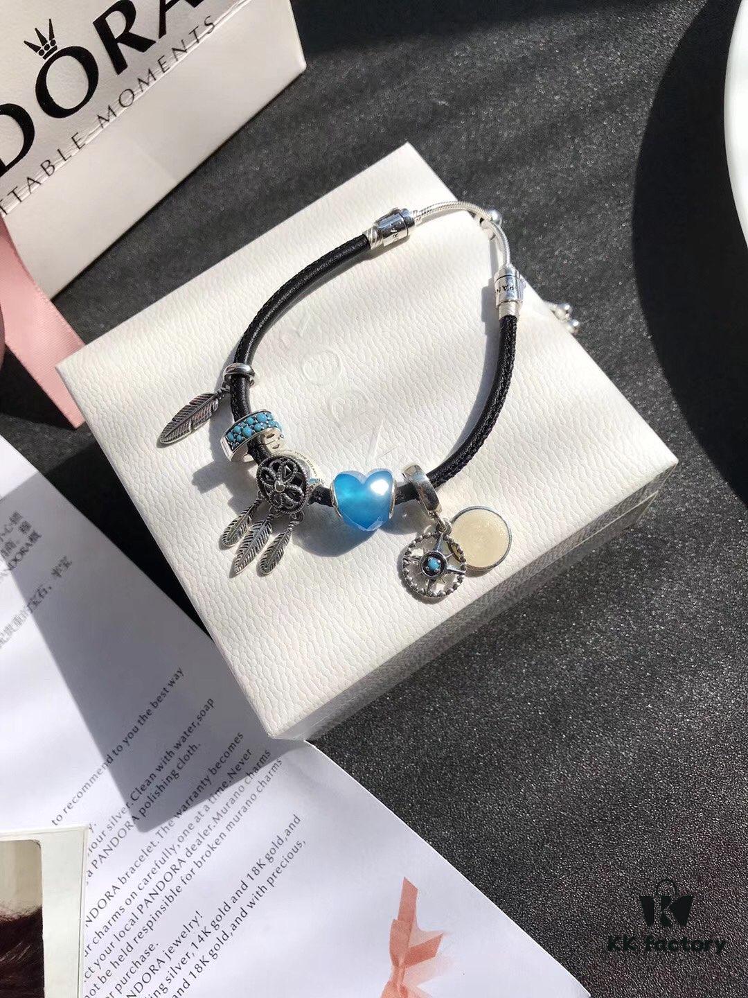 Pandora Dreamcatcher Collection Summer Style ☀ 925 Sterling Silver Bead with Leather Bracelet Strap