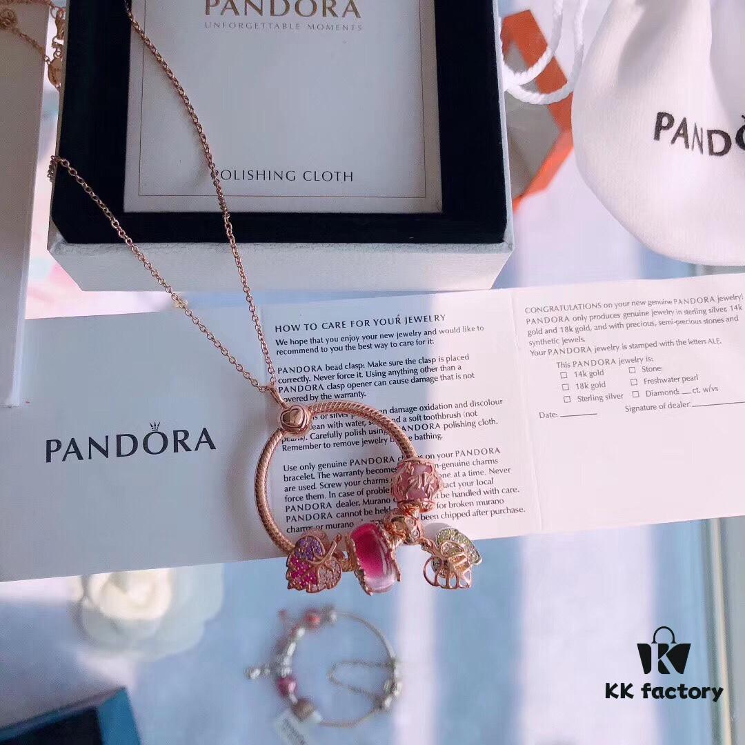 Autumn New Arrival Pandora Official Website Same Style 'Enchanted Forest' Rose Gold Letter O Elegance Necklace Set