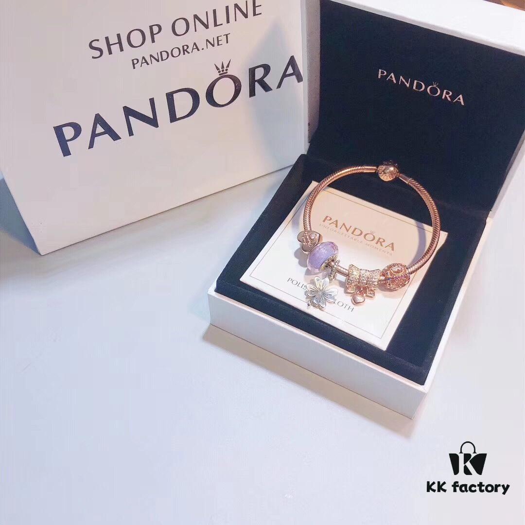 Pandora Rose Lavender Purple Clover New Arrival! High-Quality Replica with Authentic Materials, Lavender-Colored Faceted Glass, Rose Purse, Rose Heart, Rose Motif, Flower Pendant