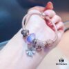 Pandora Rose Lavender Purple Clover New Arrival! High-Quality Replica with Authentic Materials, Lavender-Colored Faceted Glass, Rose Purse, Rose Heart, Rose Motif, Flower Pendant