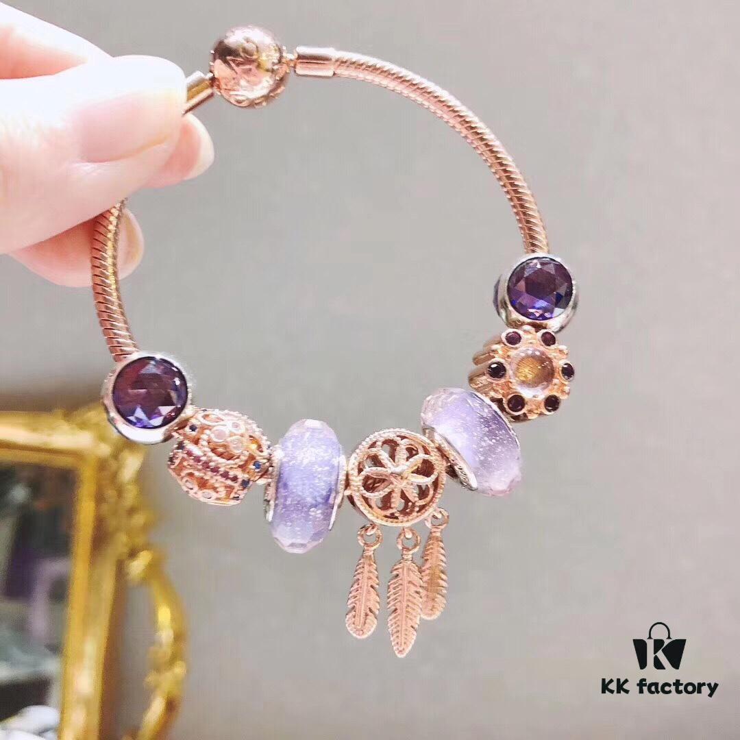 Pandora Romantic Purple Rose Dream Catcher New Arrival! Premium Replica with Authentic Materials, Perfect Craftsmanship Comparable to Original Retail Version