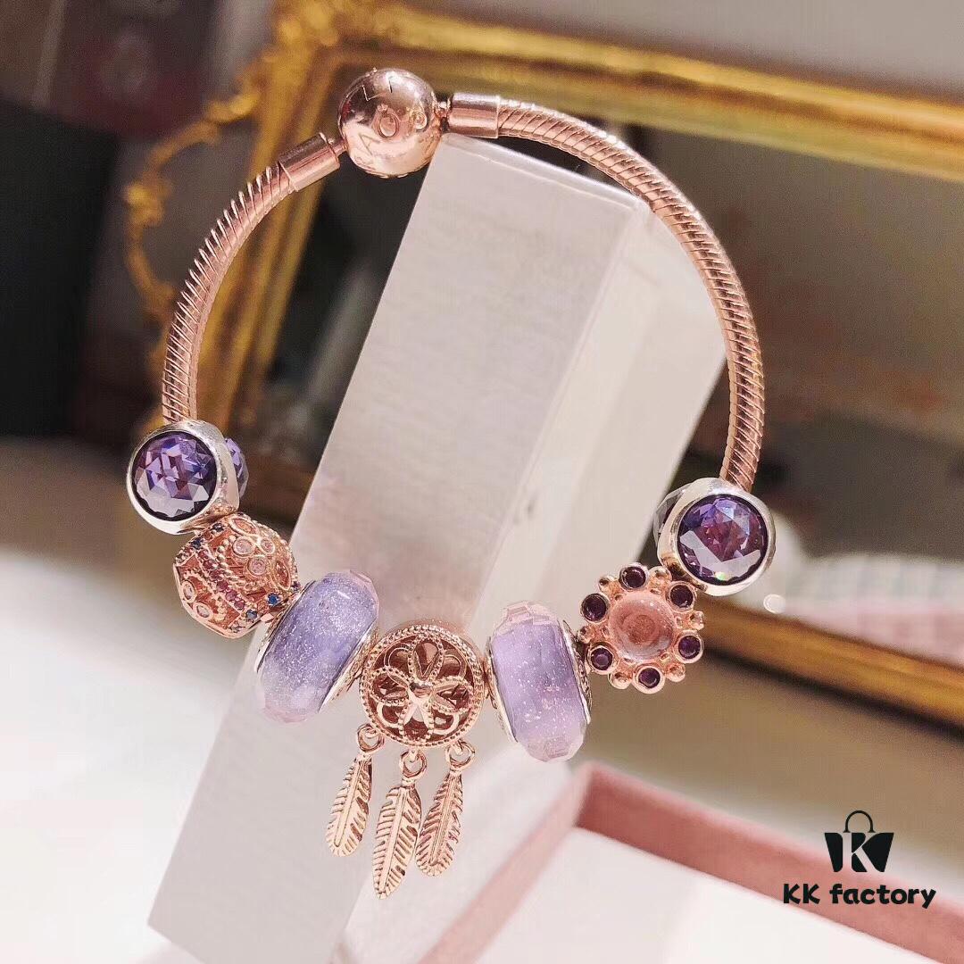 Pandora Romantic Purple Rose Dream Catcher New Arrival! Premium Replica with Authentic Materials, Perfect Craftsmanship Comparable to Original Retail Version