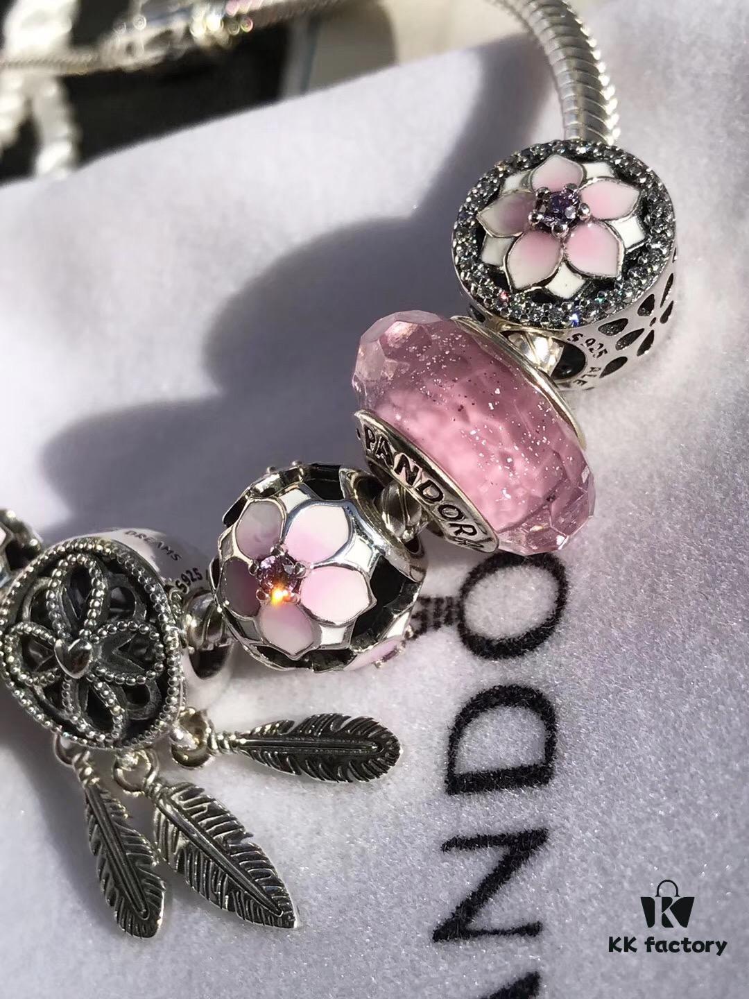 Pandora • Peach Blossom Series • Genuine 925 Sterling Silver Bracelet with Enamel and Zirconia Detail