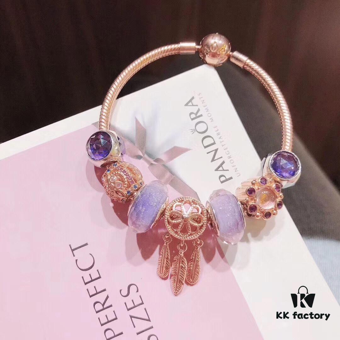Pandora Romantic Purple Rose Dream Catcher New Arrival! Premium Replica with Authentic Materials, Perfect Craftsmanship Comparable to Original Retail Version