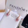 PANDORA Pandora Official Website Same Style 'Glass Falling Leaves' Rose Gold Fall Leaf Earrings, Pink Murano Glass Leaf Earrings ✨ Hand-Polished Glass Leaf Each Piece 🍂
