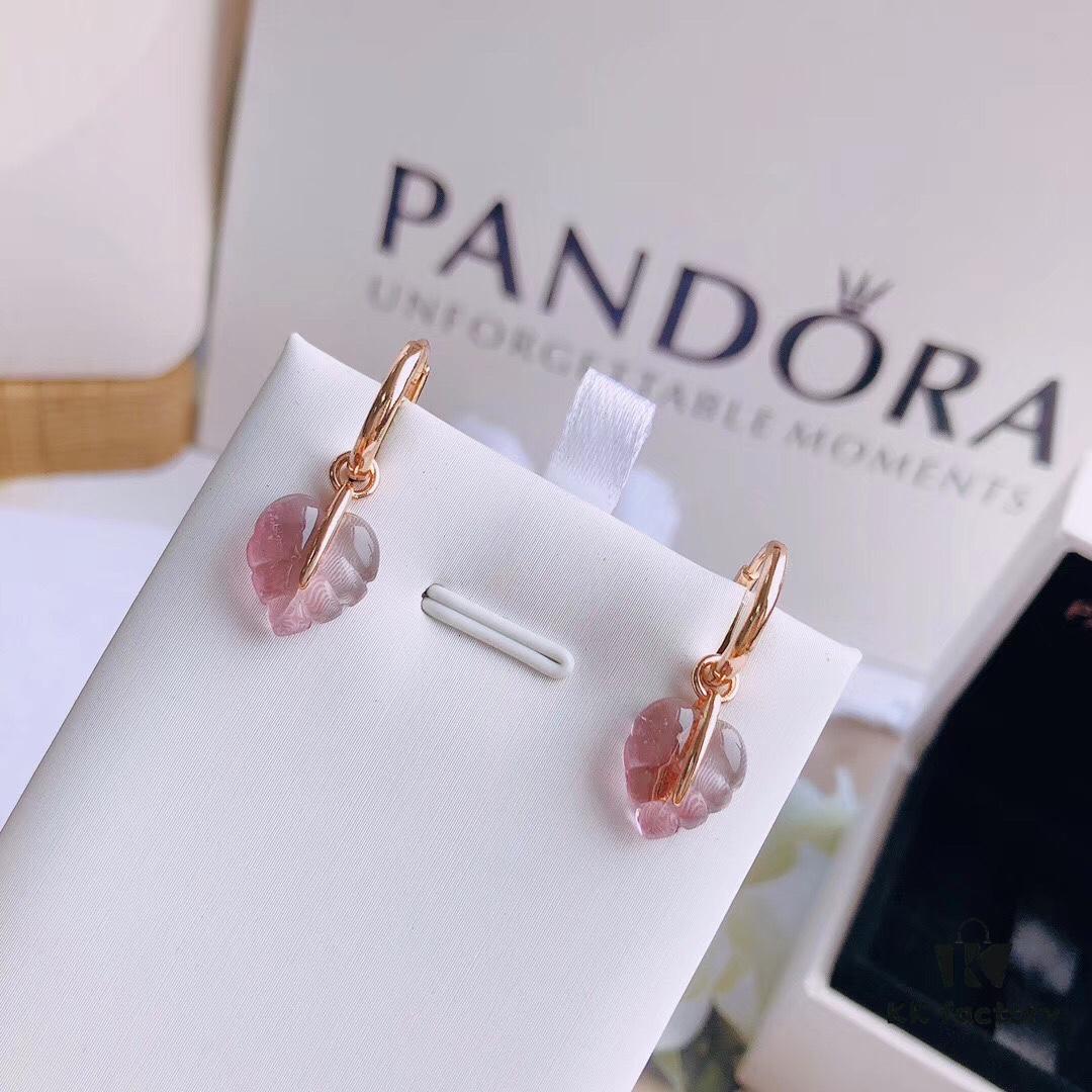 PANDORA Pandora Official Website Same Style 'Glass Falling Leaves' Rose Gold Fall Leaf Earrings, Pink Murano Glass Leaf Earrings ✨ Hand-Polished Glass Leaf Each Piece 🍂