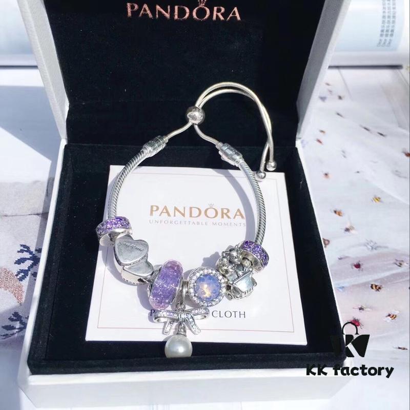 Pandora Pandora Silver Wire Purple Pearl Bow NEW! Highest Quality on Market, Compatible with Official Store Cleaning! Made with Authentic Materials, Imported Thai Original Purple Glass Silver Wire, Sparkling Diamond Cat's Eye, Diamond Purple Charm Clip, Valentine's Day Double Heart, Mickey Car with Pearl Bow Pendant. S925 Silver with Official Packaging!
