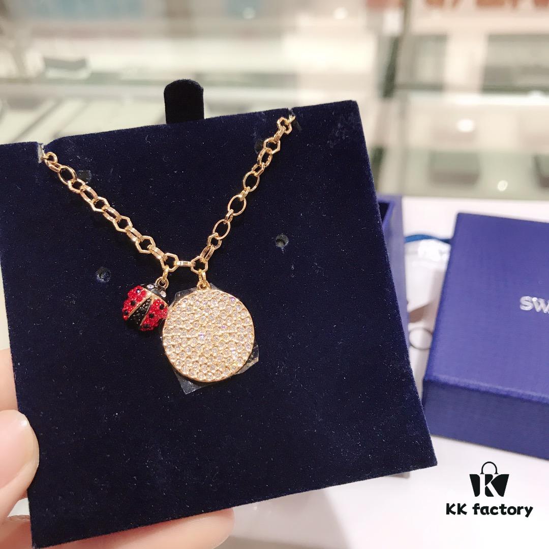 Swarovski 2019 Red Ladybug Hoop Necklace, Cute and Sweet Gift for Girlfriend, Flawless and Full of Vitality