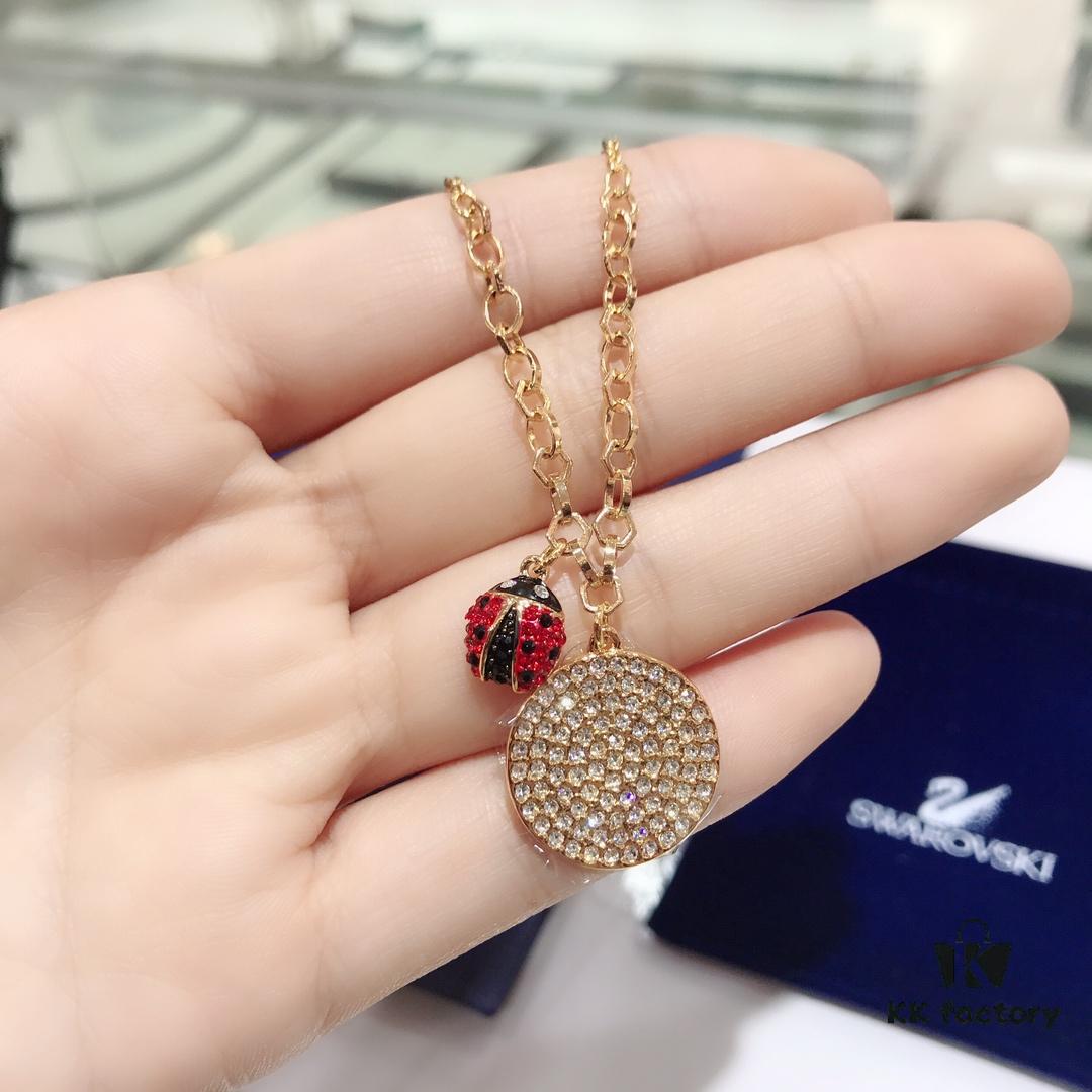 Swarovski 2019 Red Ladybug Hoop Necklace, Cute and Sweet Gift for Girlfriend, Flawless and Full of Vitality