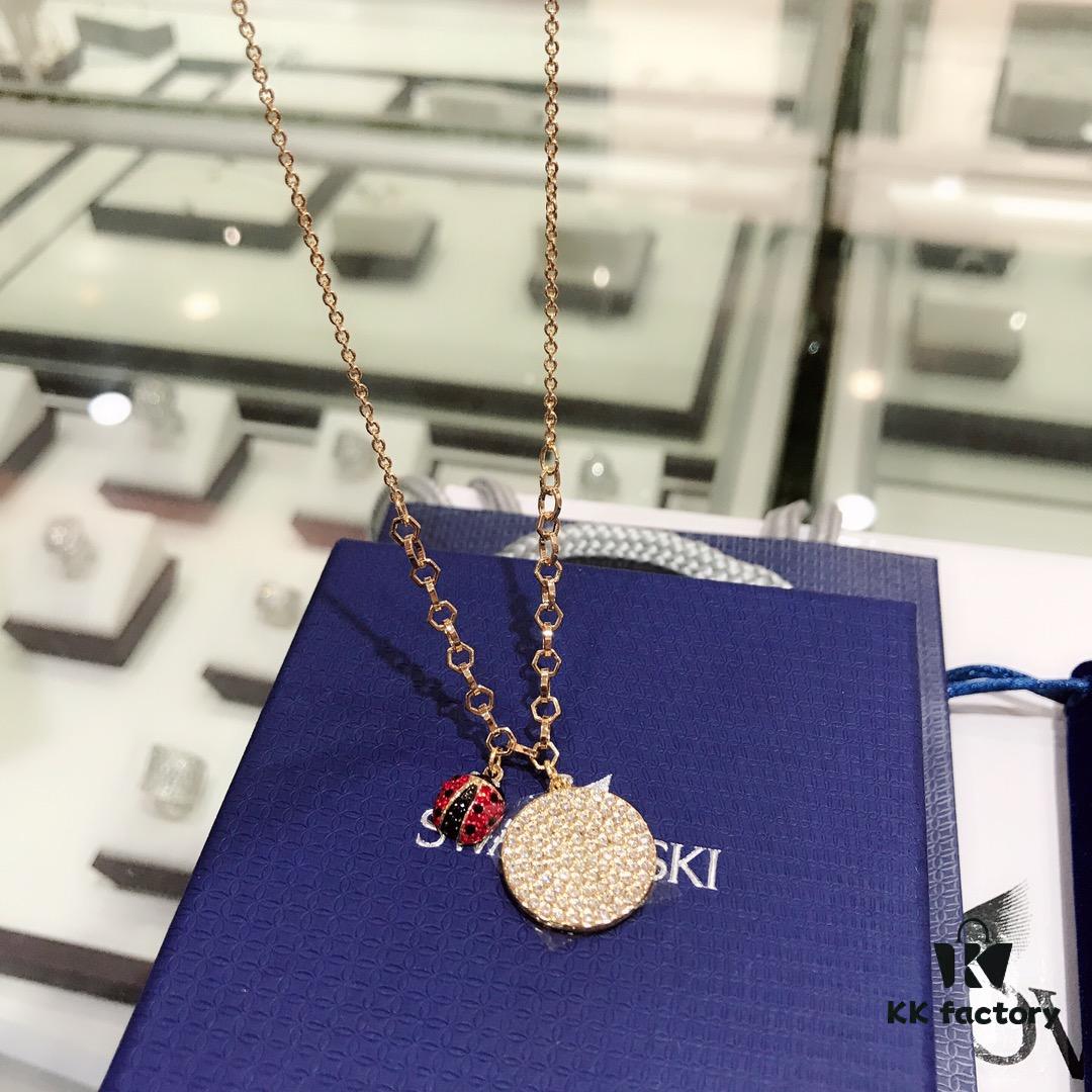 Swarovski 2019 Red Ladybug Hoop Necklace, Cute and Sweet Gift for Girlfriend, Flawless and Full of Vitality