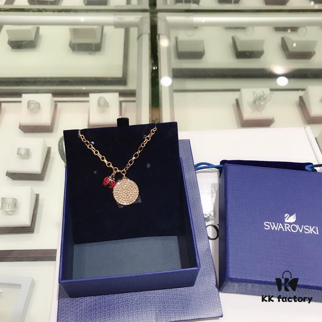 Swarovski 2019 Red Ladybug Hoop Necklace, Cute and Sweet Gift for Girlfriend, Flawless and Full of Vitality