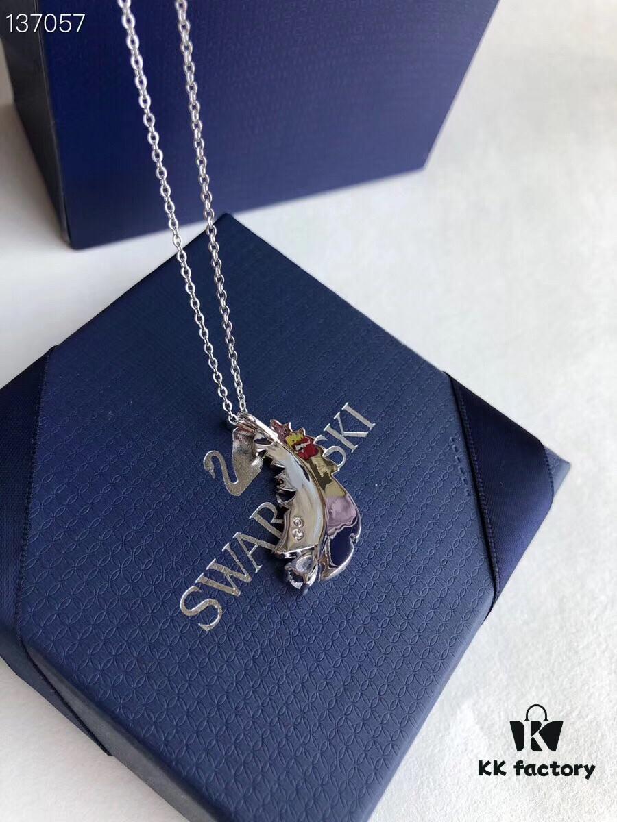 Swarovski 2019 New Feather Necklace with Rupert's Drop Crystal, Elegant and Versatile Pendant Jewelry for Women