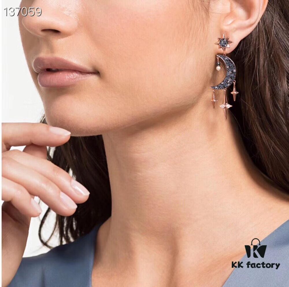 Swarovski New Arrival Earrings - Blue Moon with Star and Pearl Accents