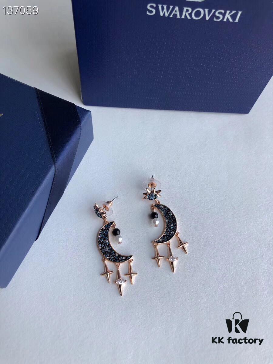 Swarovski New Arrival Earrings - Blue Moon with Star and Pearl Accents