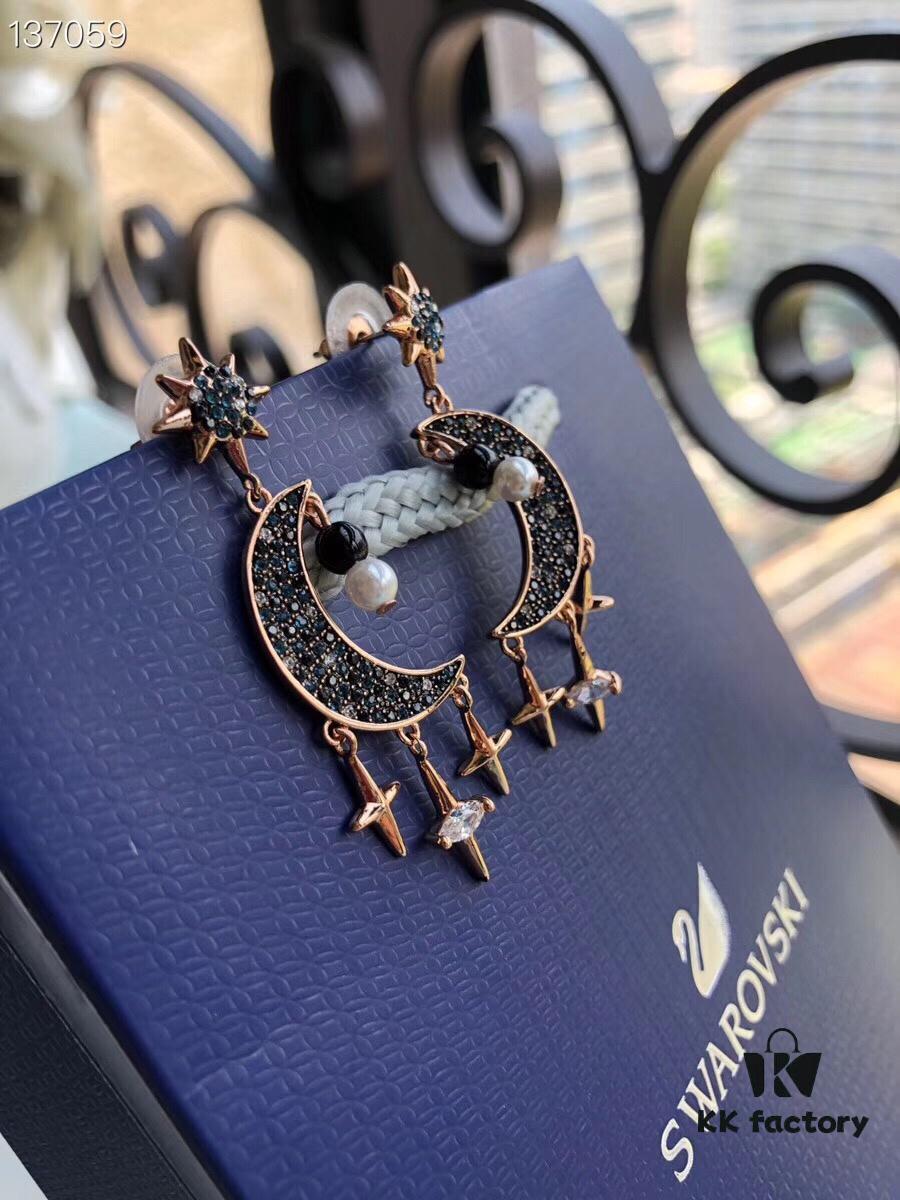 Swarovski New Arrival Earrings - Blue Moon with Star and Pearl Accents