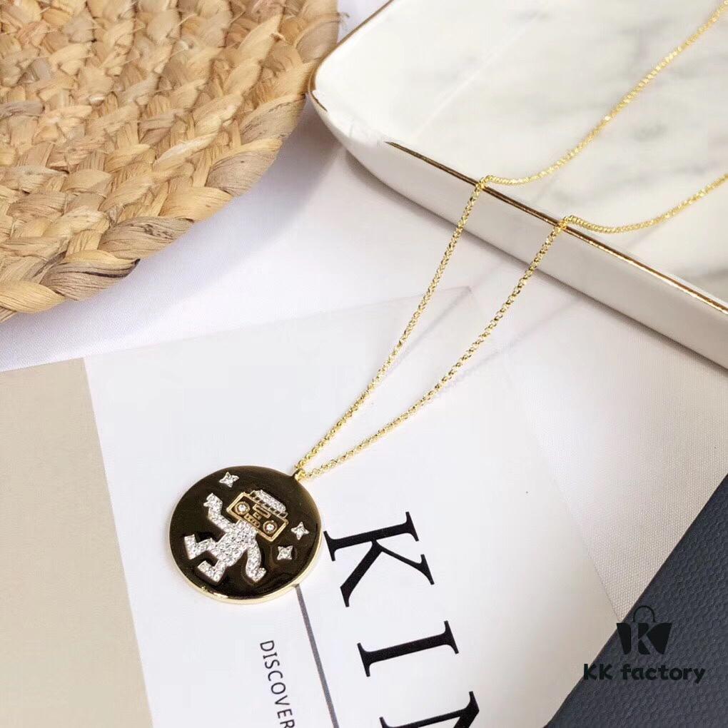 APM Monaco Gold-Tone Sterling Silver Crystal-Encrusted Dancing Robot Necklace