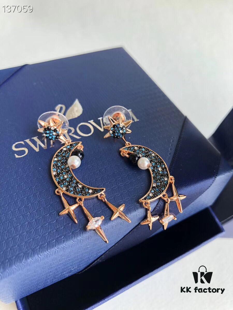 Swarovski New Arrival Earrings - Blue Moon with Star and Pearl Accents