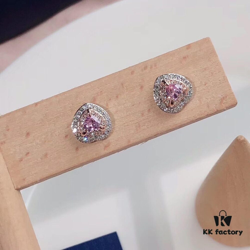 Swarovski ONE Playful Heart Earrings, Romantic and Elegant Design with Pink and Clear Crystals