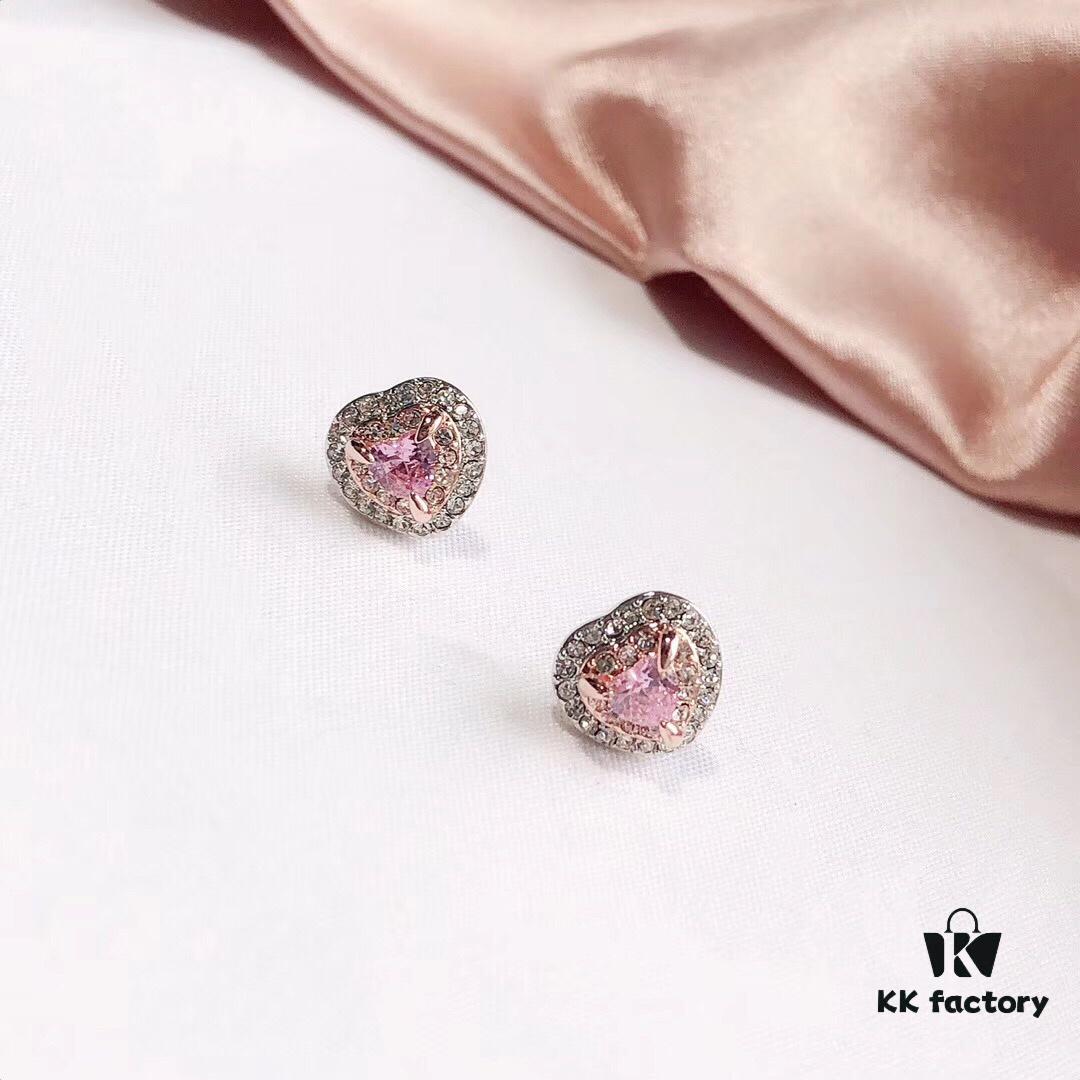 Swarovski ONE Playful Heart Earrings, Romantic and Elegant Design with Pink and Clear Crystals