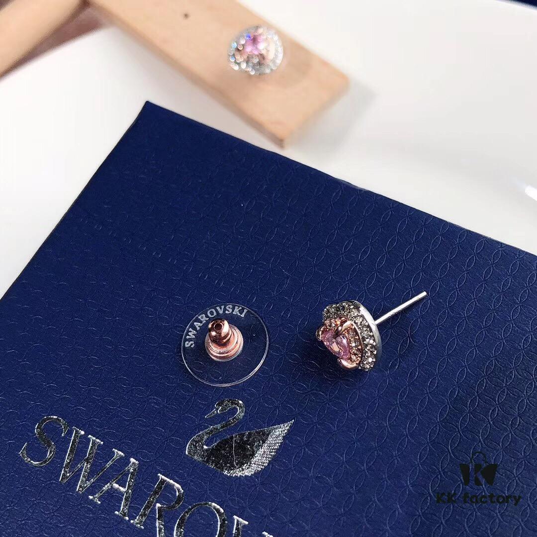 Swarovski ONE Playful Heart Earrings, Romantic and Elegant Design with Pink and Clear Crystals