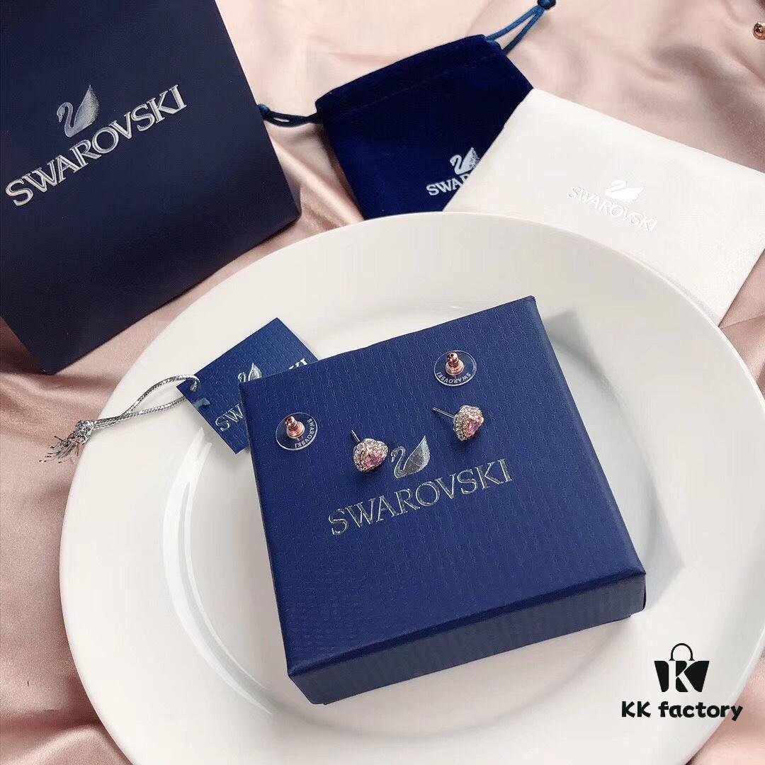 Swarovski ONE Playful Heart Earrings, Romantic and Elegant Design with Pink and Clear Crystals