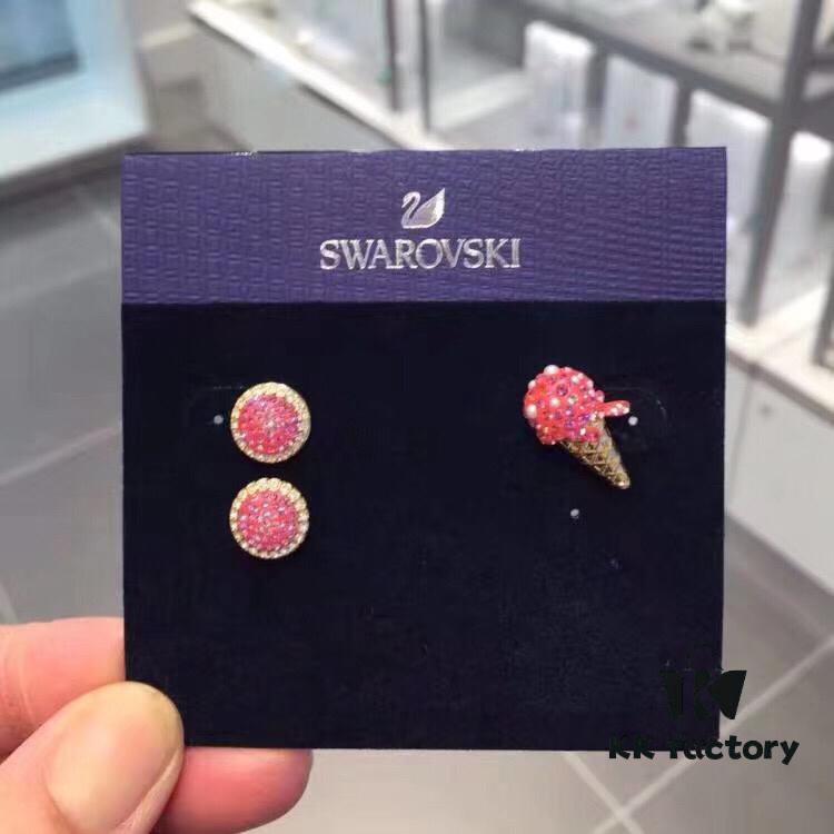 Swarovski 2019 New Arrival Pink Ice Cream Asymmetric Stud Earrings