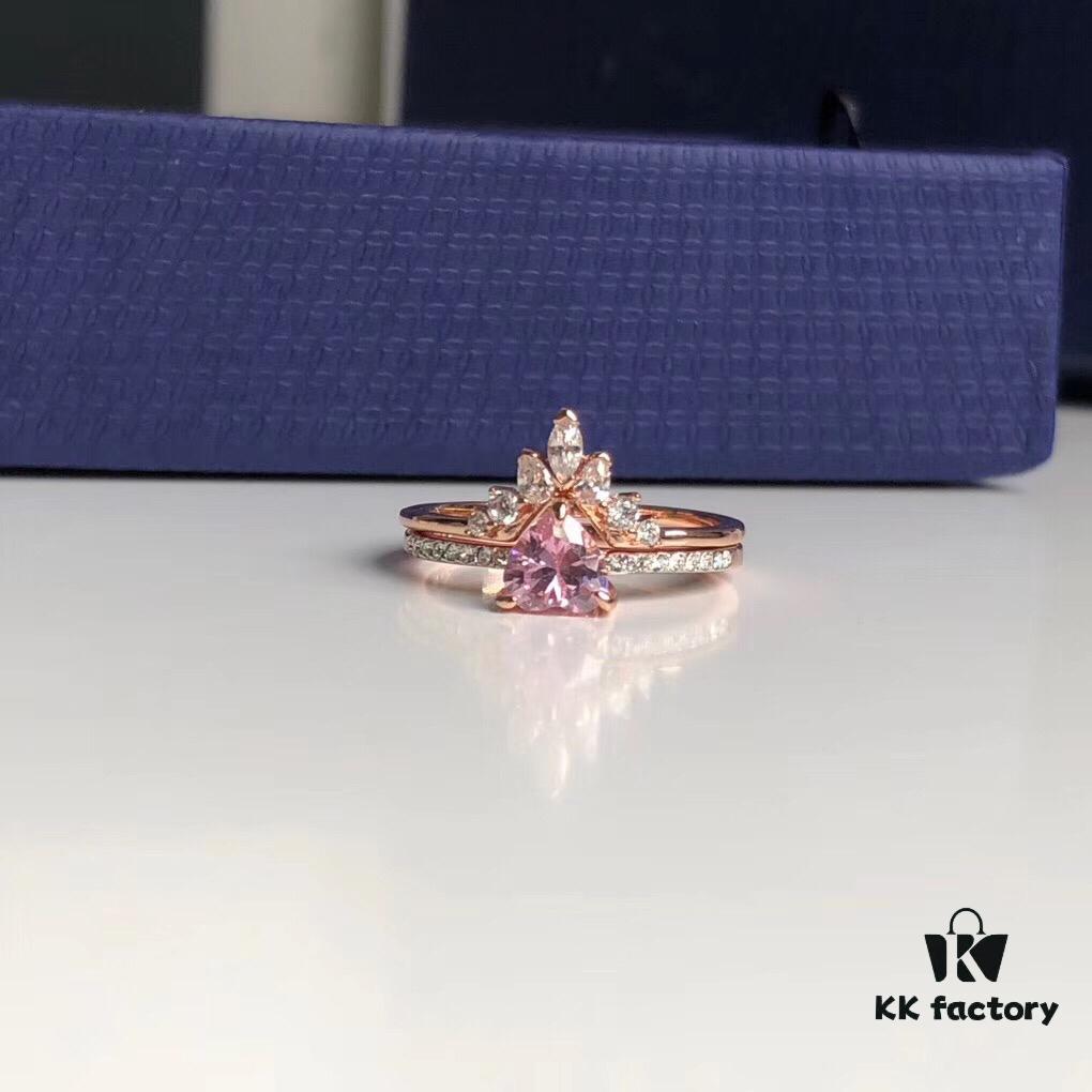 520 Gift ❤ Swarovski 2019 New Dual-Wear Heart Double Layer Ring, Two Styling Options for Stacking or Separate Wear