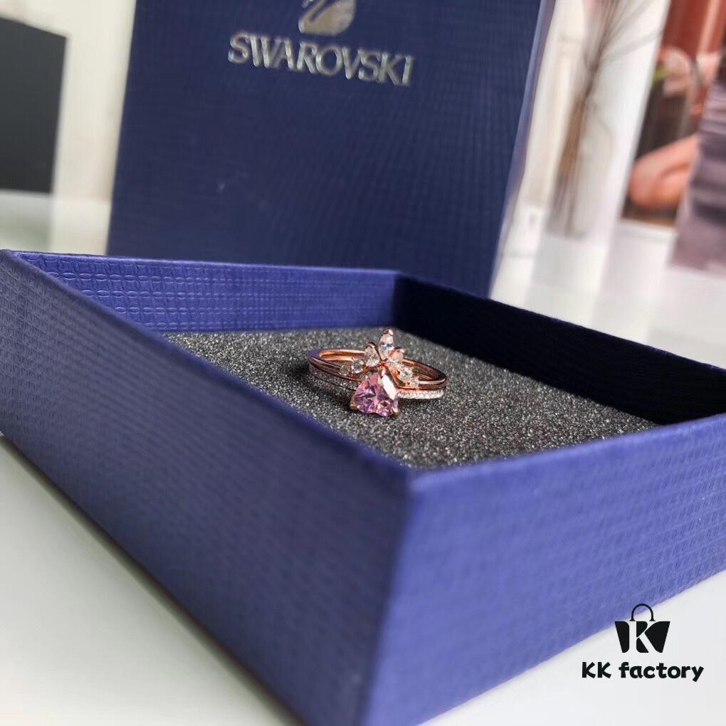 520 Gift ❤ Swarovski 2019 New Dual-Wear Heart Double Layer Ring, Two Styling Options for Stacking or Separate Wear