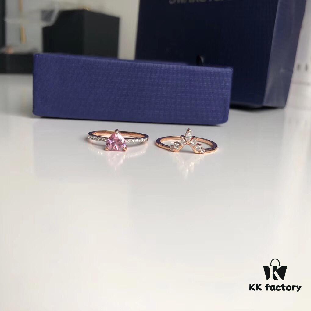 520 Gift ❤ Swarovski 2019 New Dual-Wear Heart Double Layer Ring, Two Styling Options for Stacking or Separate Wear