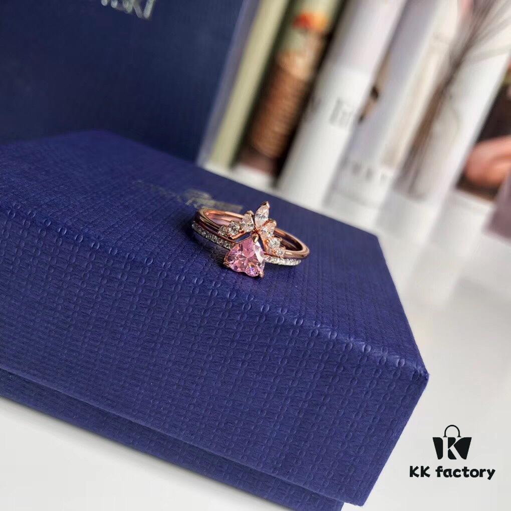 520 Gift ❤ Swarovski 2019 New Dual-Wear Heart Double Layer Ring, Two Styling Options for Stacking or Separate Wear