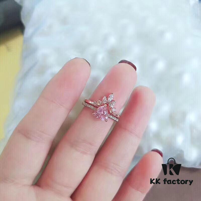 520 Gift ❤ Swarovski 2019 New Dual-Wear Heart Double Layer Ring, Two Styling Options for Stacking or Separate Wear