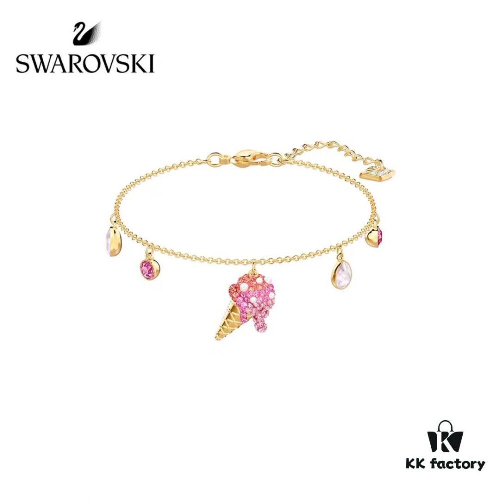 New Arrival Swarovski NO REGRETS Cute Ice Cream Bracelet for Women, Girlfriend Gift, Pink Ice Cream 🍦🍧🍨