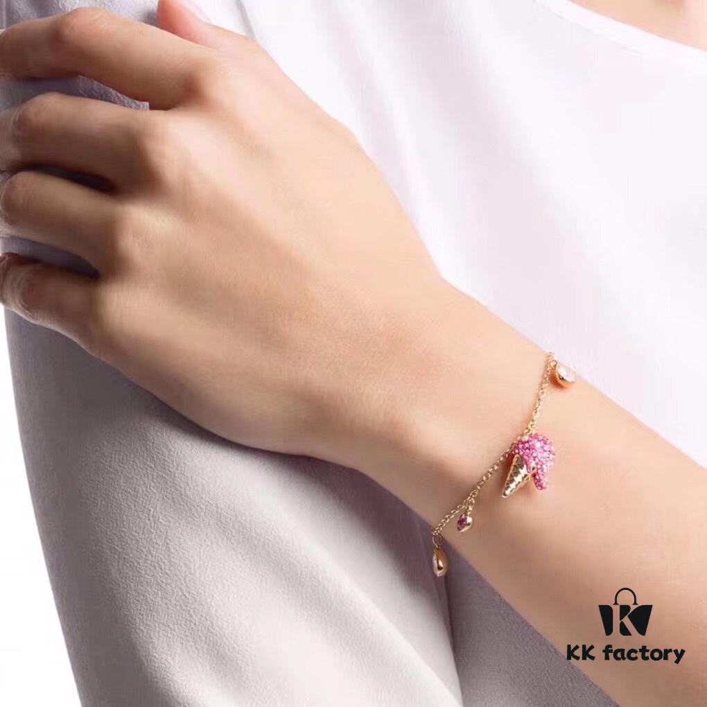 New Arrival Swarovski NO REGRETS Cute Ice Cream Bracelet for Women, Girlfriend Gift, Pink Ice Cream 🍦🍧🍨