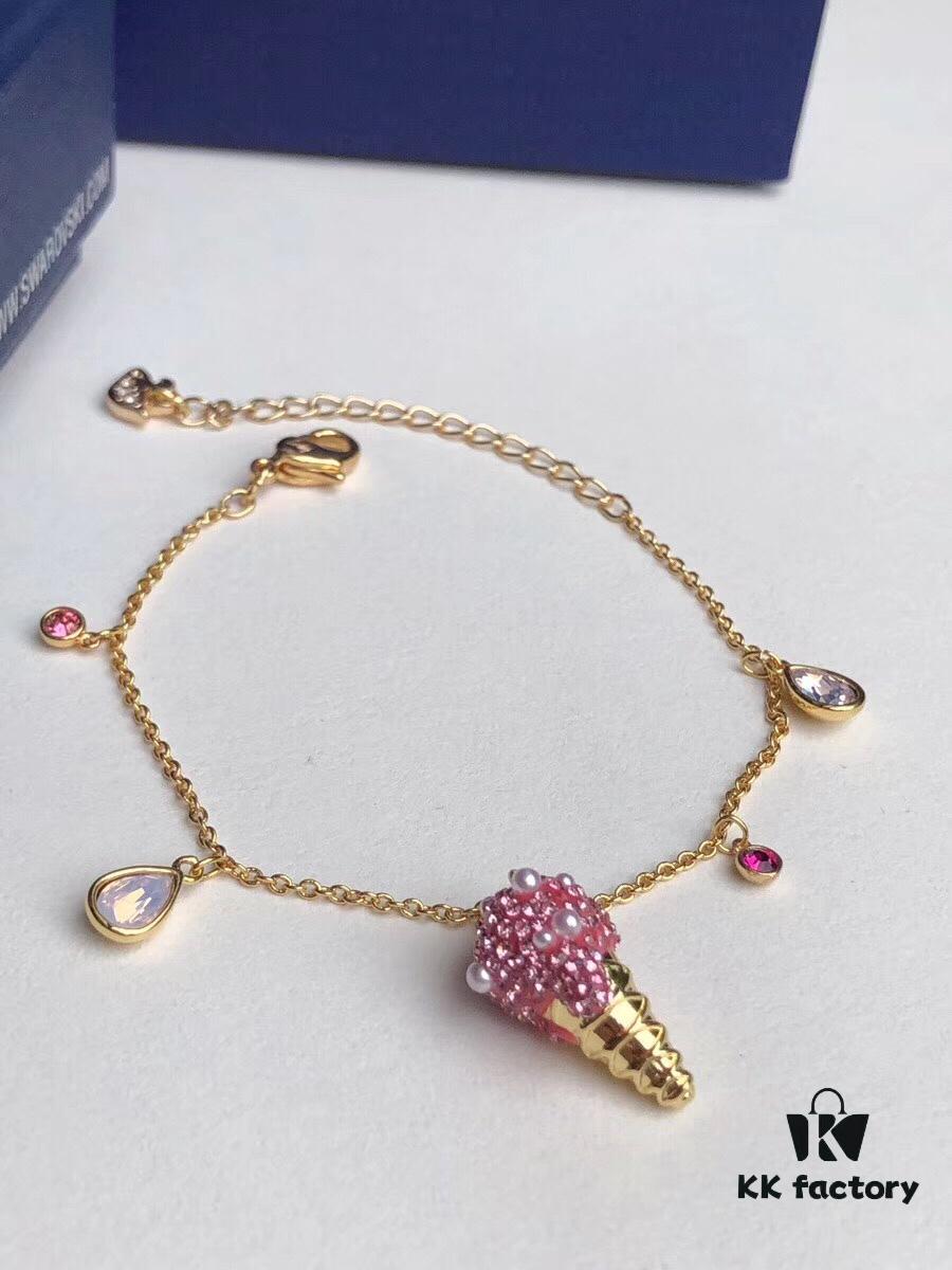 New Arrival Swarovski NO REGRETS Cute Ice Cream Bracelet for Women, Girlfriend Gift, Pink Ice Cream 🍦🍧🍨