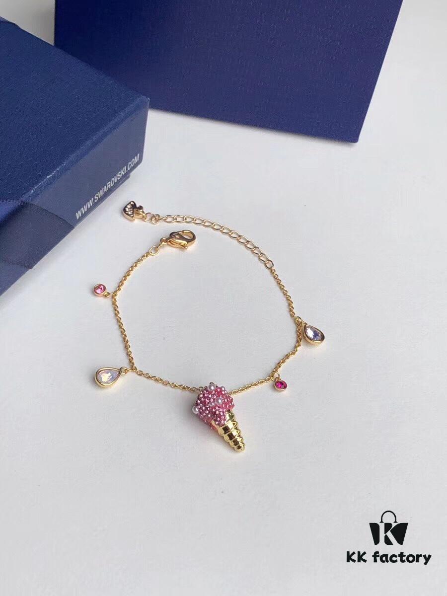 New Arrival Swarovski NO REGRETS Cute Ice Cream Bracelet for Women, Girlfriend Gift, Pink Ice Cream 🍦🍧🍨