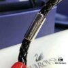 Swarovski Couple's Black Leather Cord Lucky Charm Bracelet