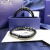 Swarovski Couple's Black Leather Cord Lucky Charm Bracelet
