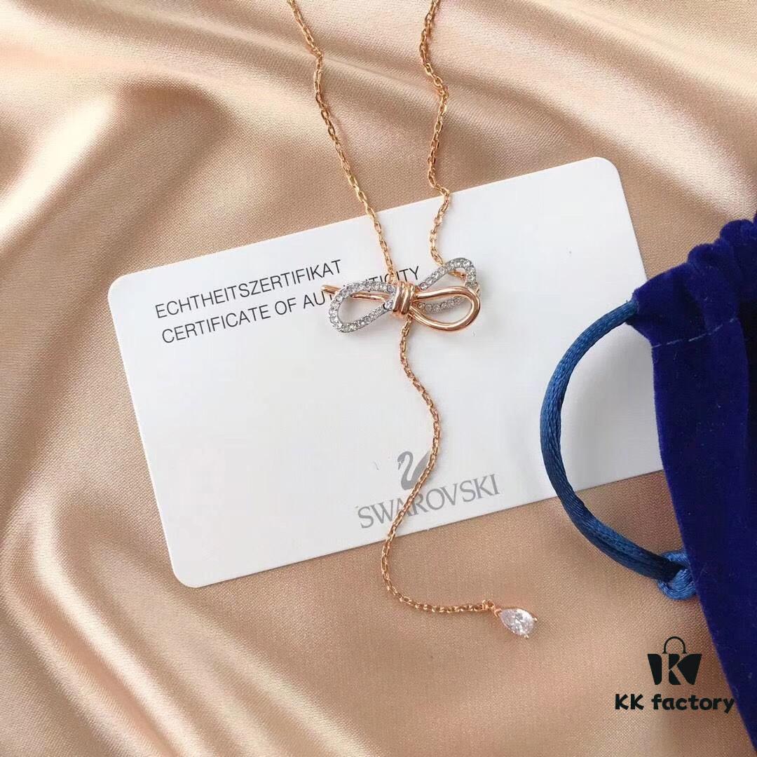 Summer Stylish Pick! Same Style as Jiang Shuying's! Swarovski Butterfly Tassel Pendant Necklace! Elegant and Eye-Catching Upgrade! Vacuum-plated 18K Rose Gold Alloy, 38cm Adjustable Chain Length!