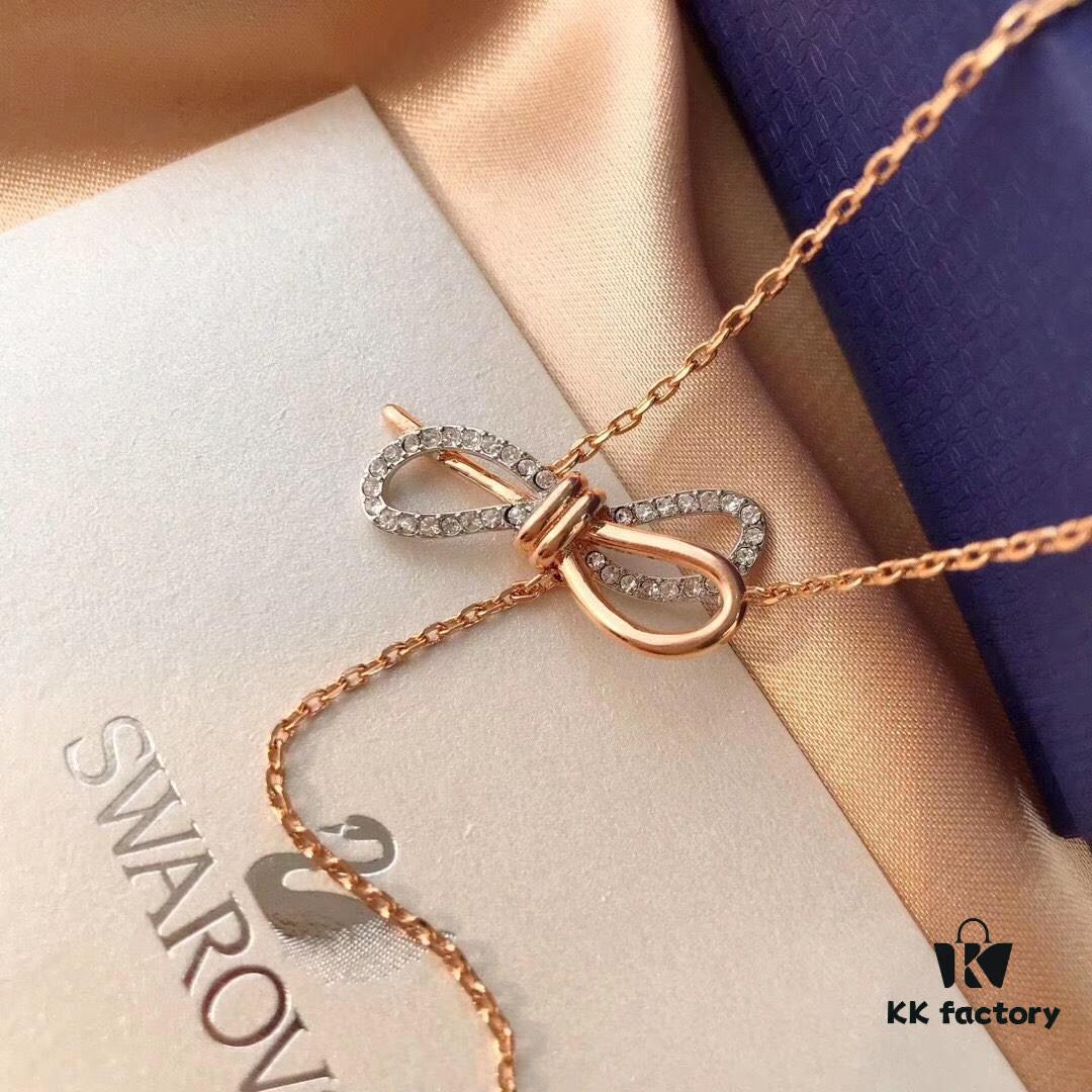 Summer Stylish Pick! Same Style as Jiang Shuying's! Swarovski Butterfly Tassel Pendant Necklace! Elegant and Eye-Catching Upgrade! Vacuum-plated 18K Rose Gold Alloy, 38cm Adjustable Chain Length!