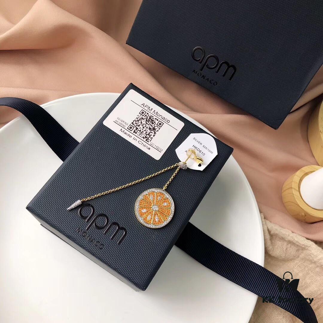 APM Monaco Gold-Tone Citrus Orange Fresh Style Earrings for Women, Elegant Long Tassel Drop Earrings in Sterling Silver